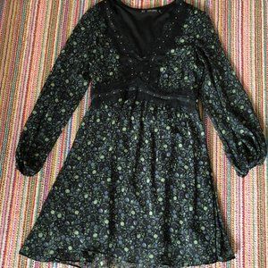 Green and Navy floral mini dress